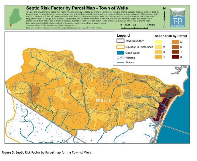 Septic Risk Factor by Parcel Map - Wells