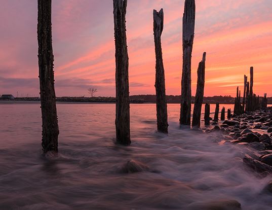 Old harvor at sunset