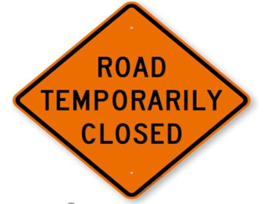Road Temporarily Closed sign for newsflash